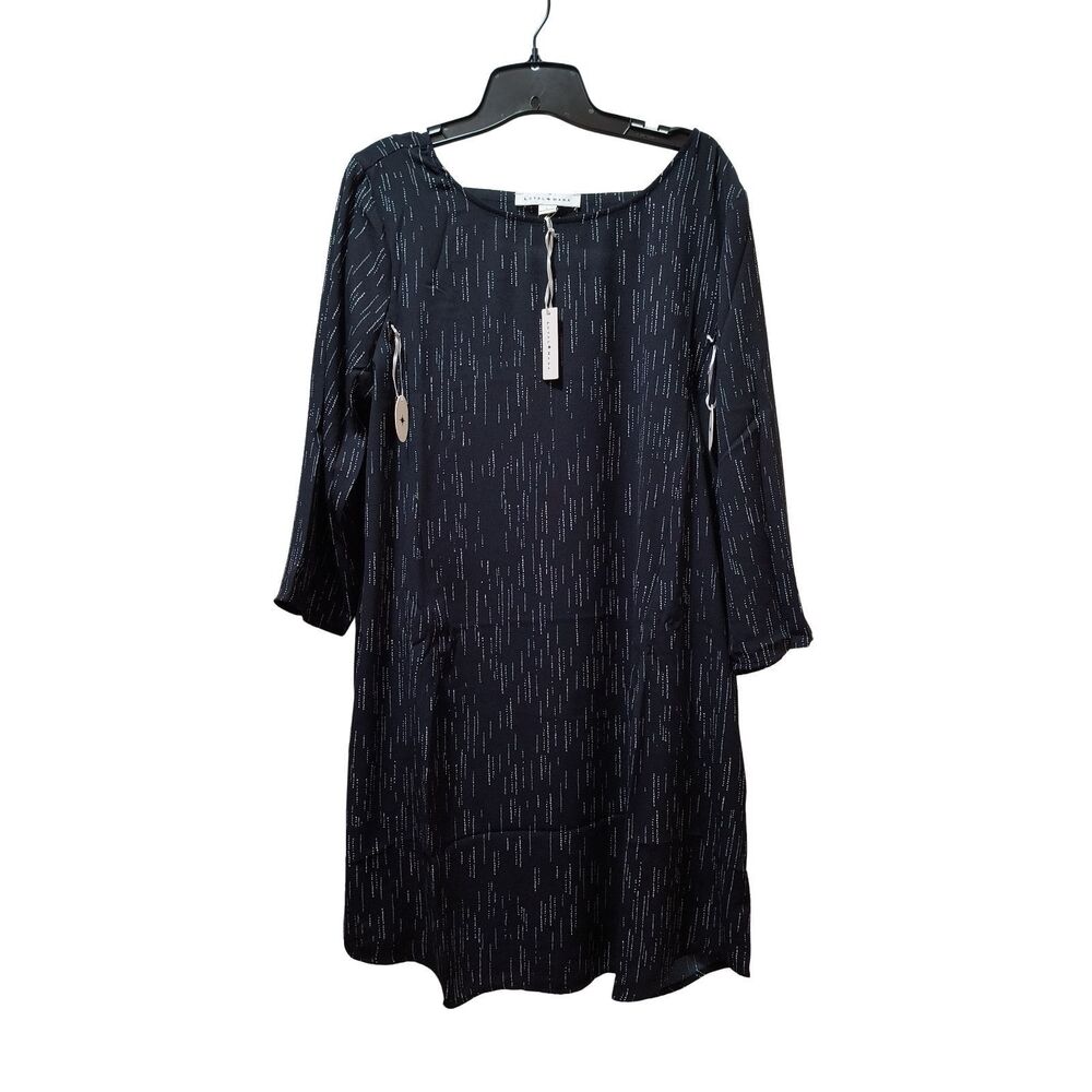 Loyal Hana Layla Maternity Nursing Dress L Black Waterfall Print 3/4 Sleeve NWT